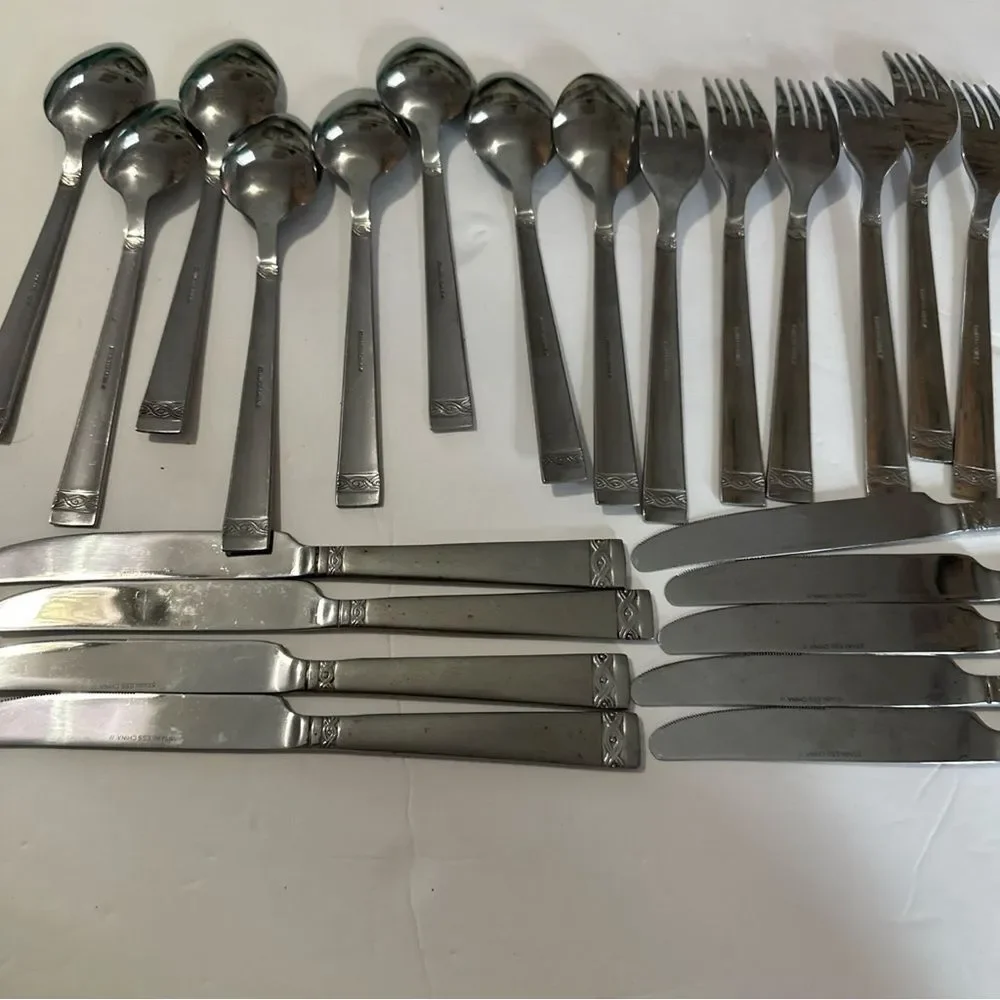 Cambridge Stainless Flatware Danielle Dinner Forks Knives Spoons‎ Set of 24 Pcs